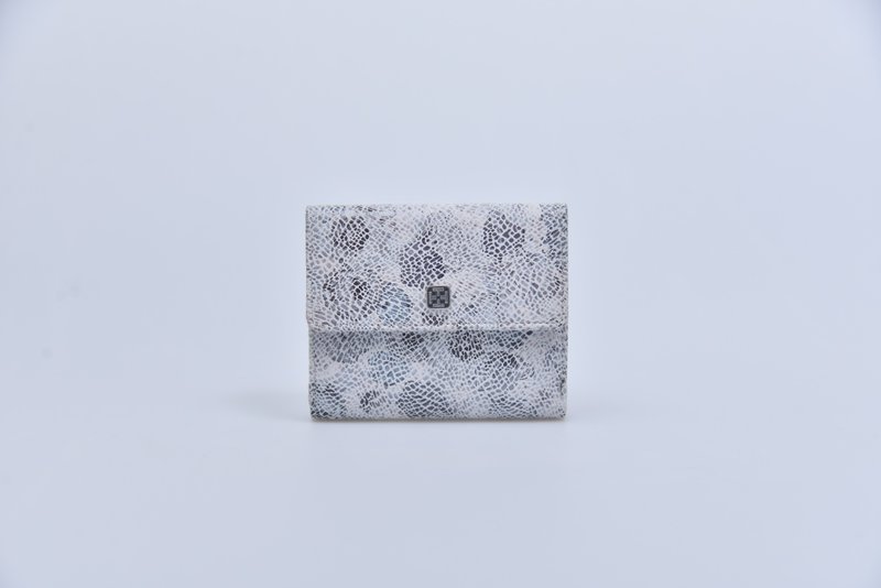 Tosca | Kogara Coins Wallet – 蓝暗花 真皮短银包 钱包 零钱 - 皮夹/钱包 - 真皮 