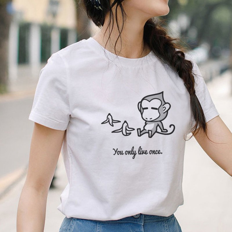 十二生肖懒能量 短袖纯棉T恤-白色 - 女装 T 恤 - 棉．麻 白色