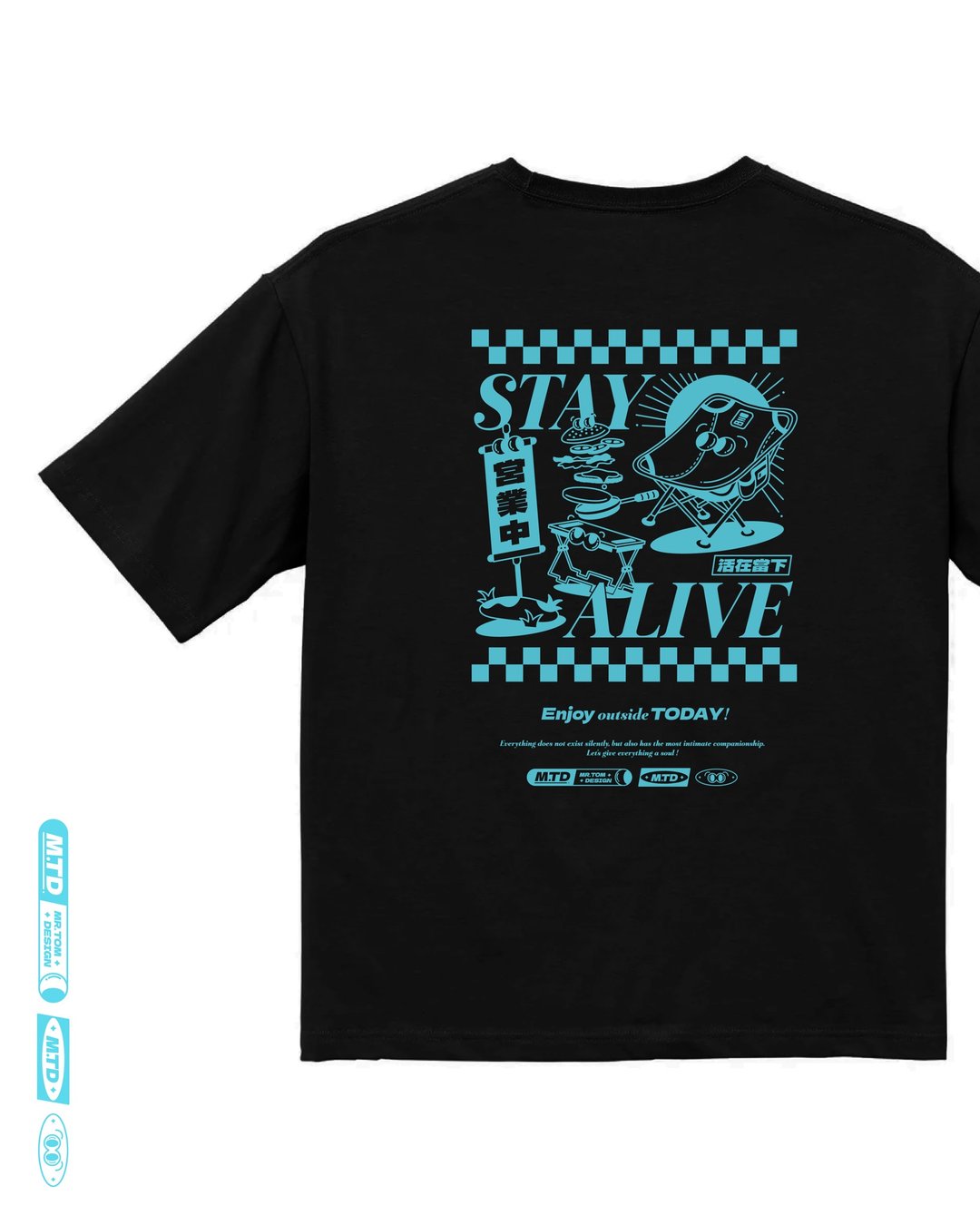 Camping Series | 定制生刷T-shirt | 活在当下款 - 女装 T 恤 - 棉 