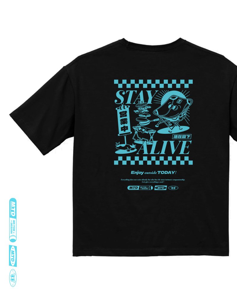 Camping Series | 定制生刷T-shirt | 活在当下款 - 女装 T 恤 - 棉．麻 