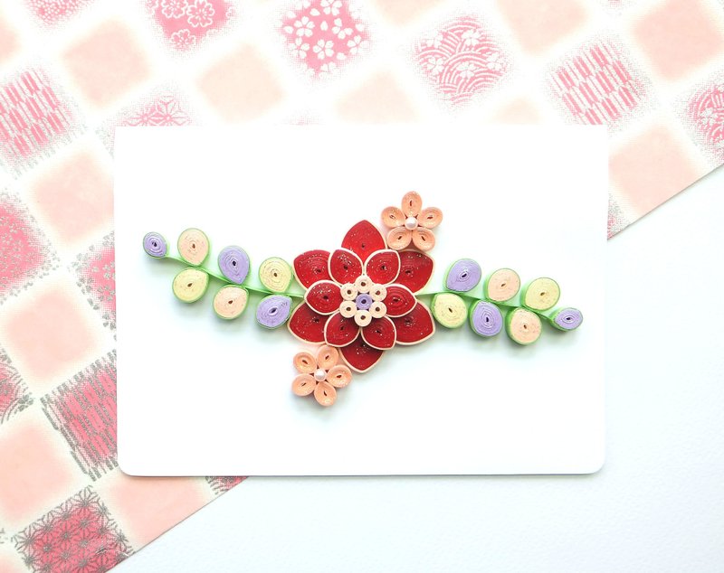 手作卷纸卡片-祝福绵绵 花开缤纷感谢卡 万用卡 - 卡片/明信片 - 纸 红色