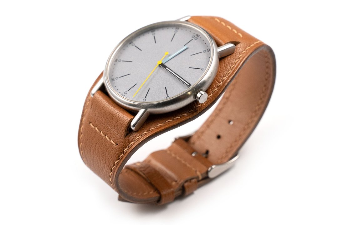 Asketica Premium Leather Watch Strap With Silver Buckle - 表带 - 真皮 金色
