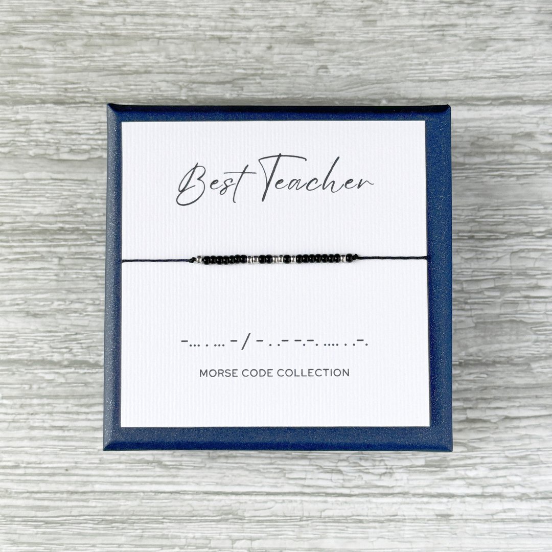 Best Teacher 摩斯密码手绳。毕业礼物。谢师节首选。定制米珠 - 手链/手环 - 其他材质 黑色