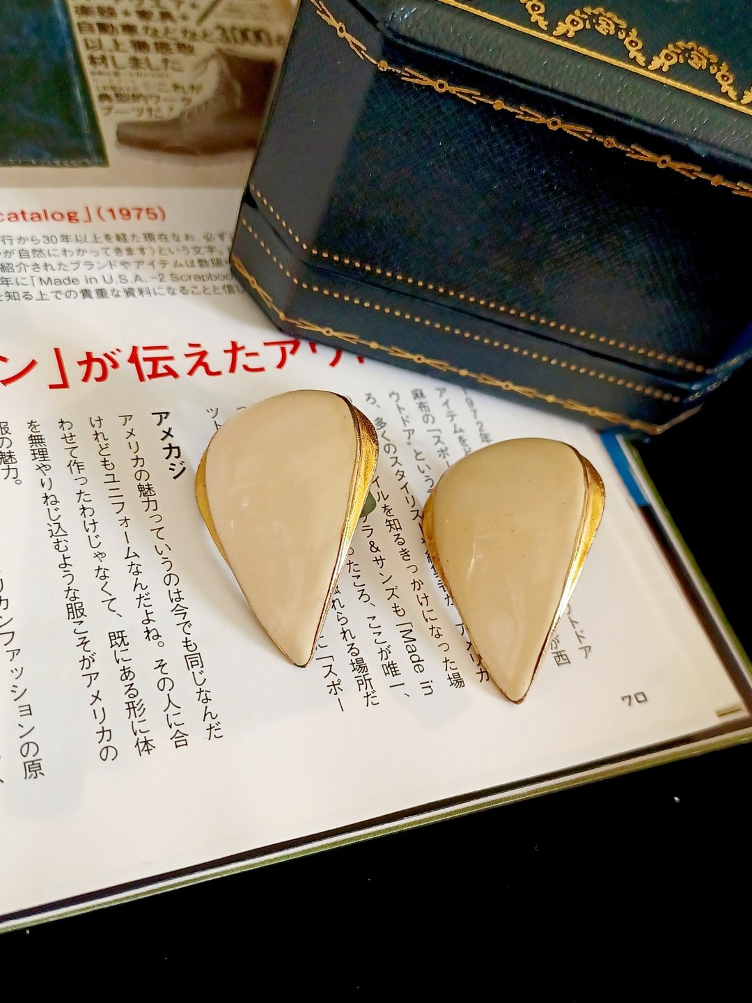 Avintage jewelry  气质简约珐琅 夹式耳环 - 耳环/耳夹 - 其他金属 
