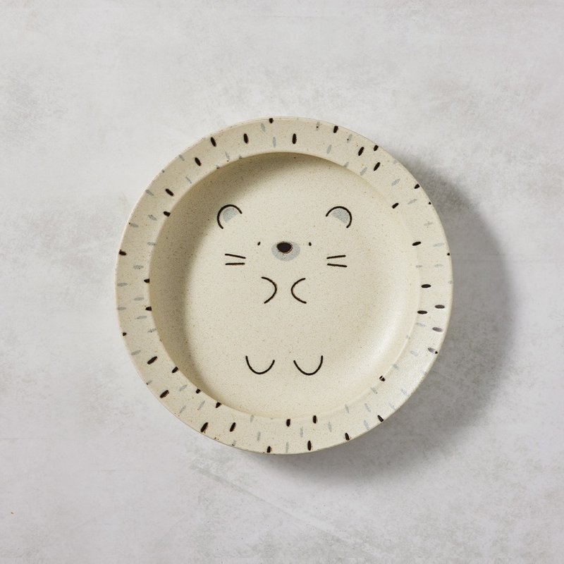 日本美浓烧 - 默默刺猬深盘 (22.5cm) - 盘子/餐盘/盘架 - 瓷 白色