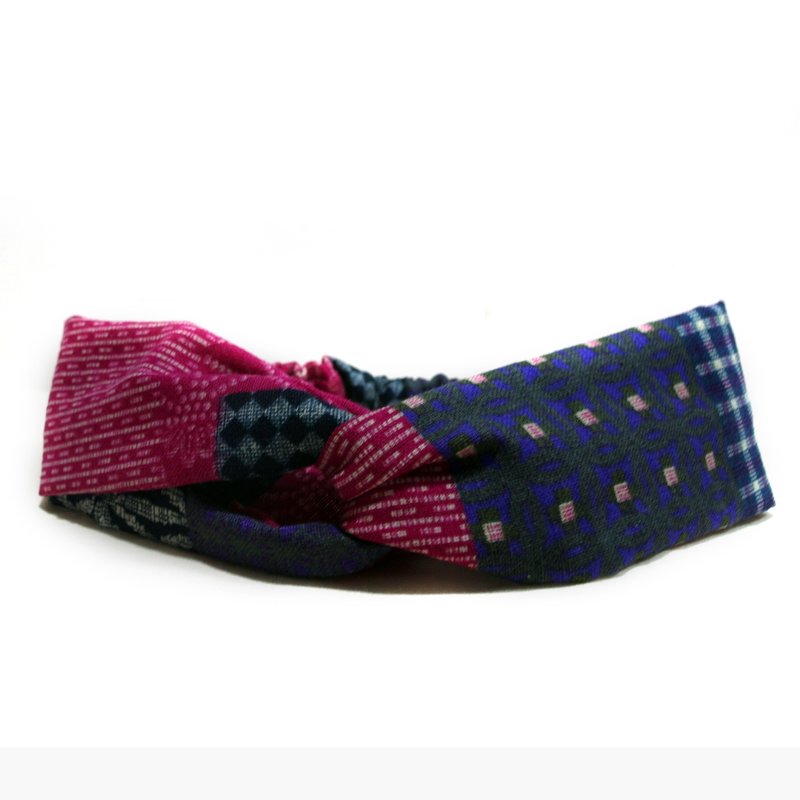 漫漫长路上 交叉发带 - 发带/发箍 - 棉．麻 蓝色