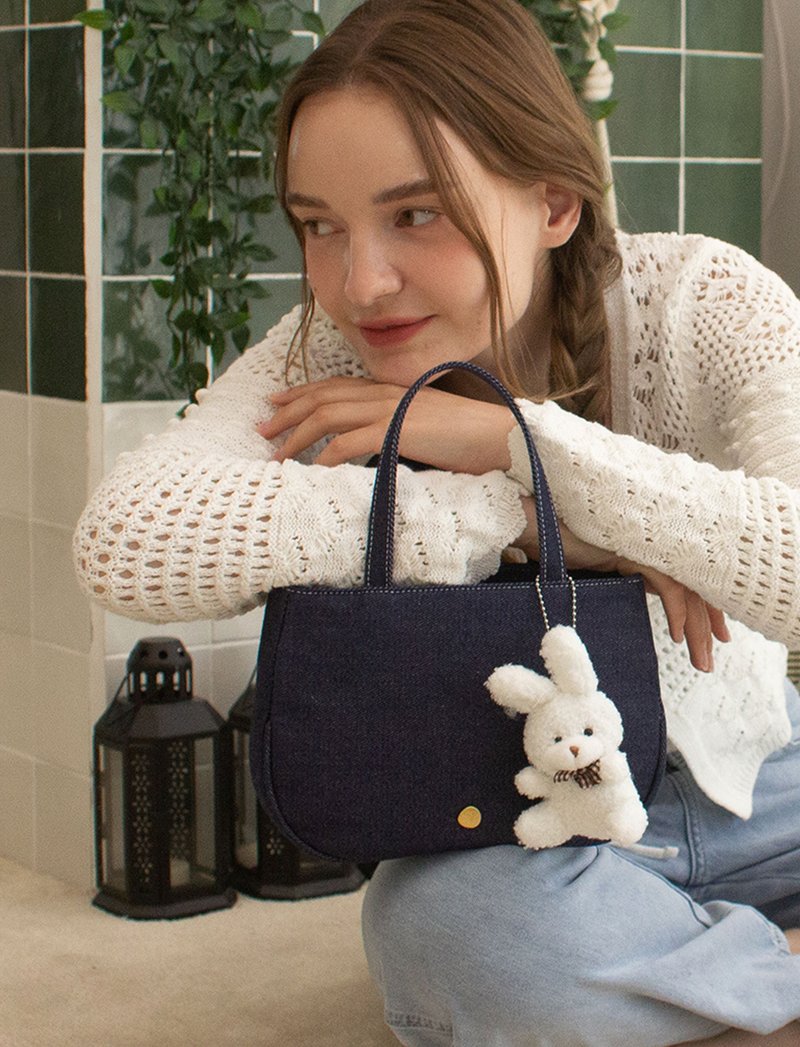 Mignon 迷你托特包（海军蓝） - 手提包/手提袋 - 棉．麻 蓝色