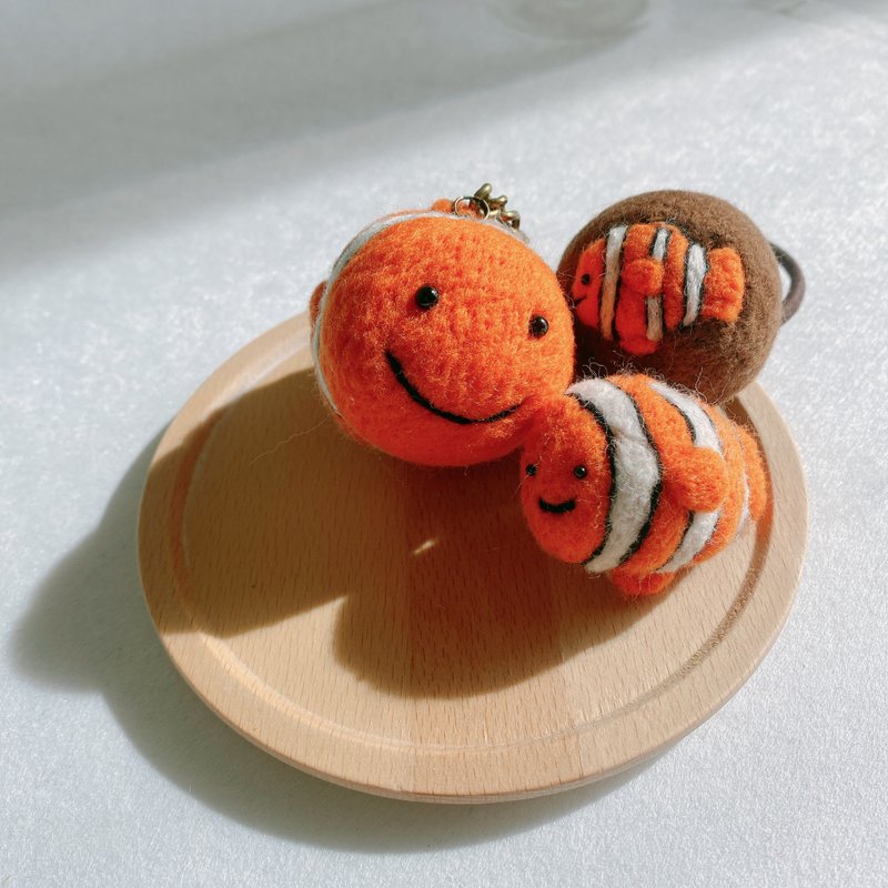 小丑鱼羊毛毡三件组   别针、钥匙圈、发束  尼莫 Nemo - 钥匙链/钥匙包 - 羊毛 橘色