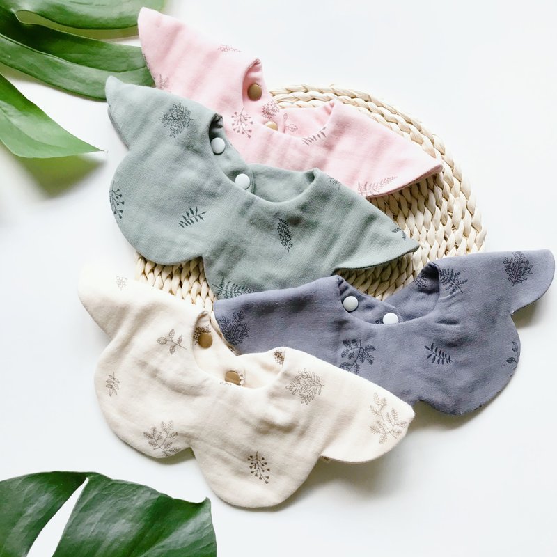 单色树叶 360度双面八重纱云型围兜 - 围嘴/口水巾 - 棉．麻 