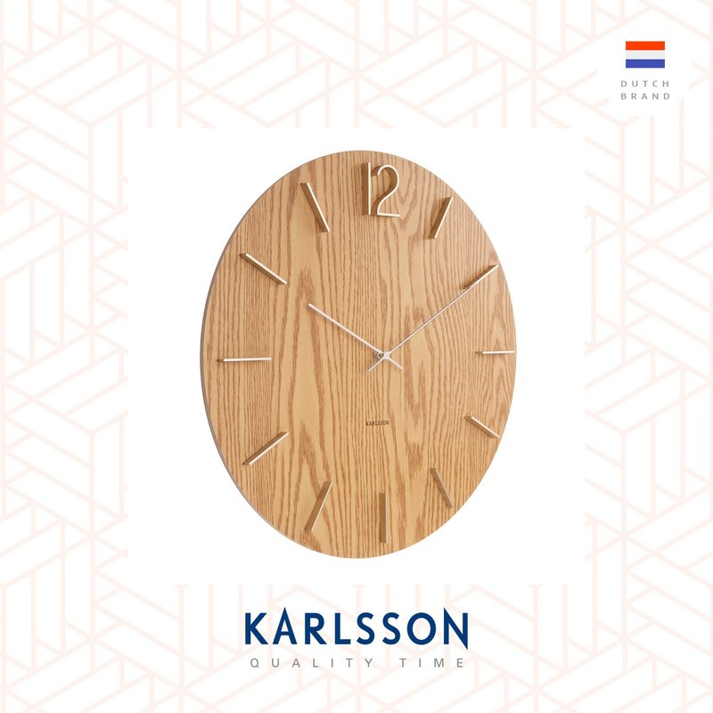 荷兰Karlsson, 50cm Wall clock Meek 浅木色钢材刻度挂钟 - 时钟/闹钟 - 木头 咖啡色