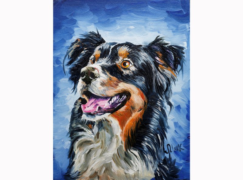 Pet Portrait Custom Cat Original Painting Draw My Dog Pet Commission Oil Art - 海报/装饰画/版画 - 亚麻 多色