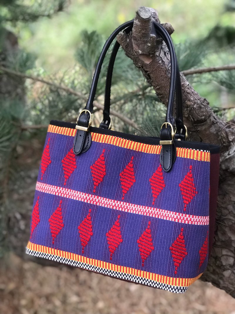 时尚菱纹包 - 手提包/手提袋 - 棉．麻 蓝色