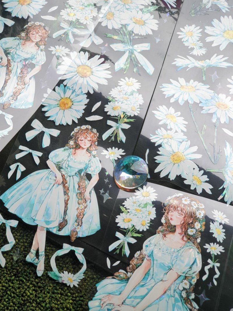 雏菊贝壳霓虹MAX亮面PET胶带 少女和纸胶带拼贴素材 10M卷 - 纸胶带 - 其他金属 透明