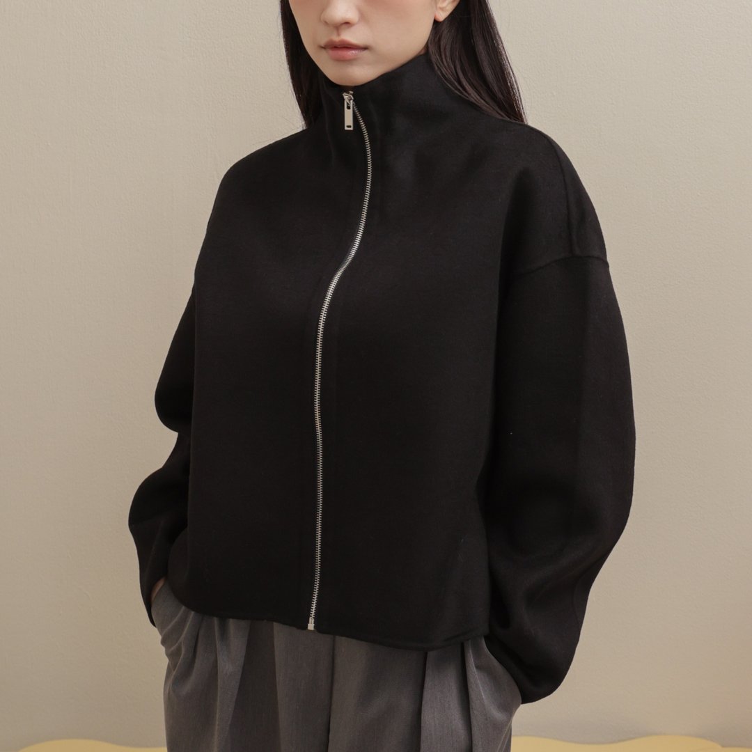 俐落宽松羊毛上衣外套-黑色 - 女装休闲/机能外套 - 羊毛 黑色
