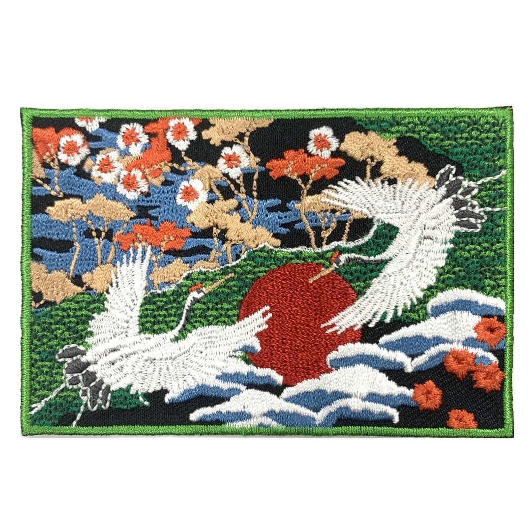 日本鹤 日式风格 浮世绘 刺绣贴布 电绣贴 背胶补丁 PATCH 刺绣贴 - 徽章/别针 - 绣线 多色
