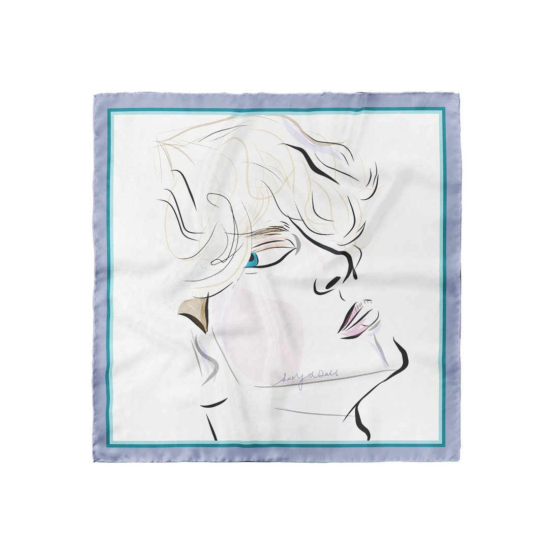 插画师周边 ::100%silk真丝丝巾:: —  生日礼物 男孩回眸大方巾 - 丝巾 - 丝．绢 