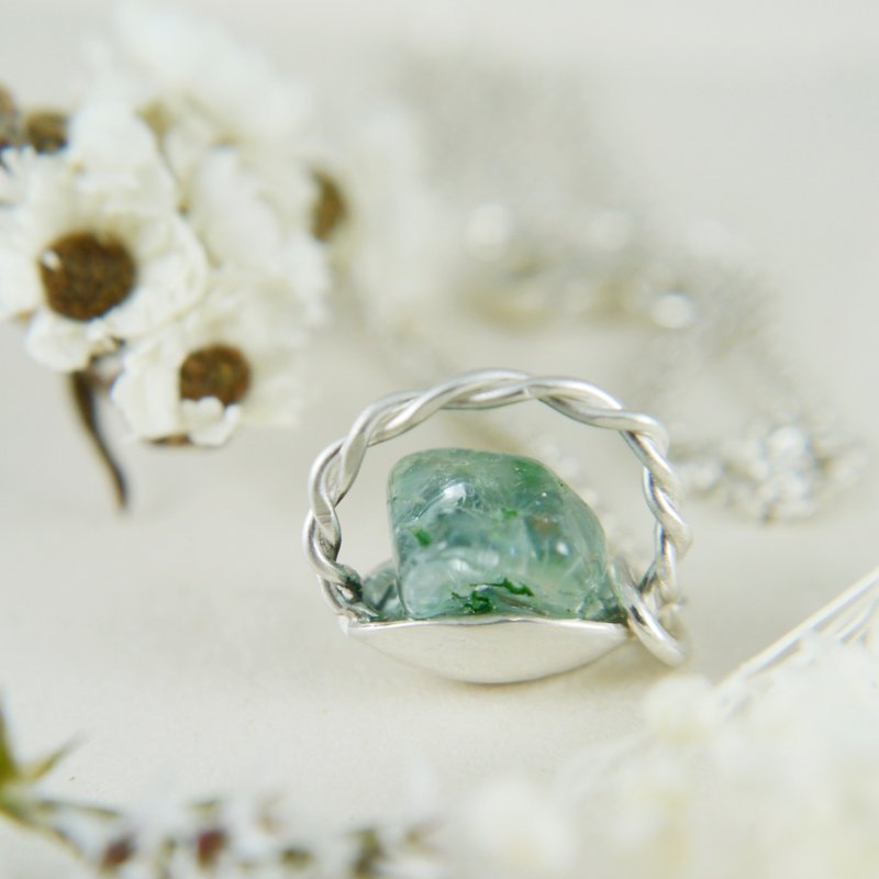 女子系 -花篮般的美梦 III- 海水蓝宝项链 纯银手作 - 项链 - 其他金属 蓝色