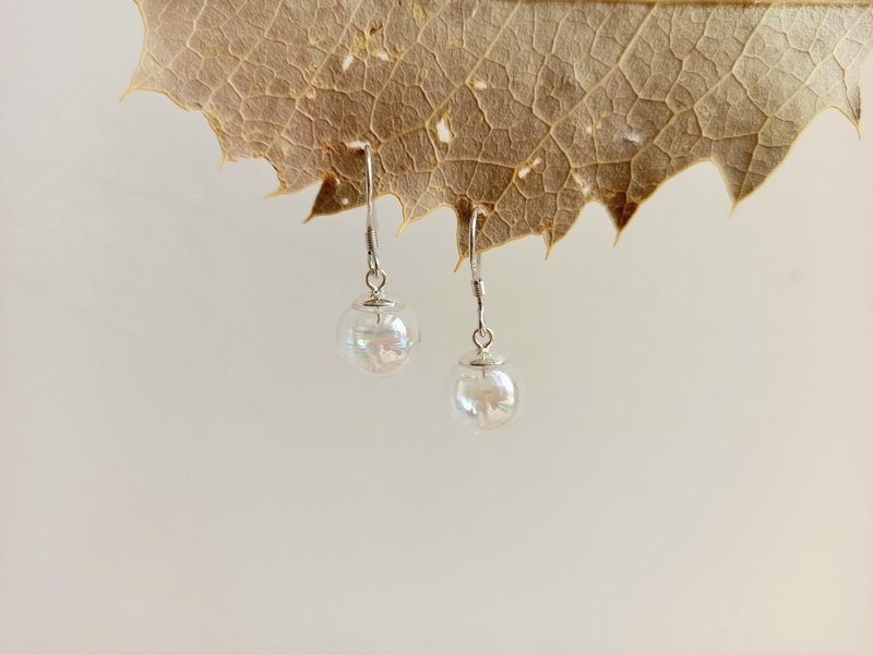 彩色泡泡玻璃球纯银耳环 (无扩香功能) - 耳环/耳夹 - 玻璃 透明