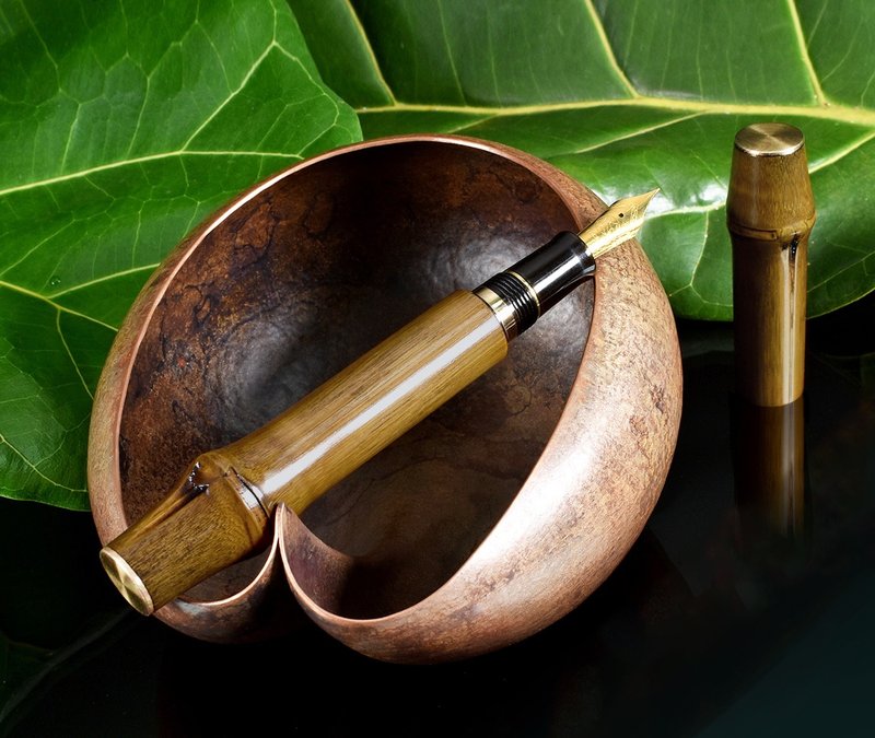 CYPRESS【特选订制-金刚罗汉】自然原材设计款钢笔 - 钢笔 - 竹 金色