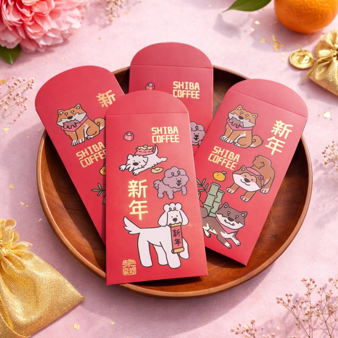 柴犬红包袋 新年红包袋 柴享喝咖啡联名 - 红包/春联 - 纸 红色