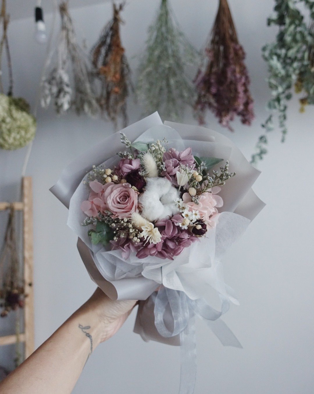 【ode to a flower】浪漫复古豆沙色 永生花玫瑰 干燥花束可定制 - 干燥花/捧花 - 植物．花 