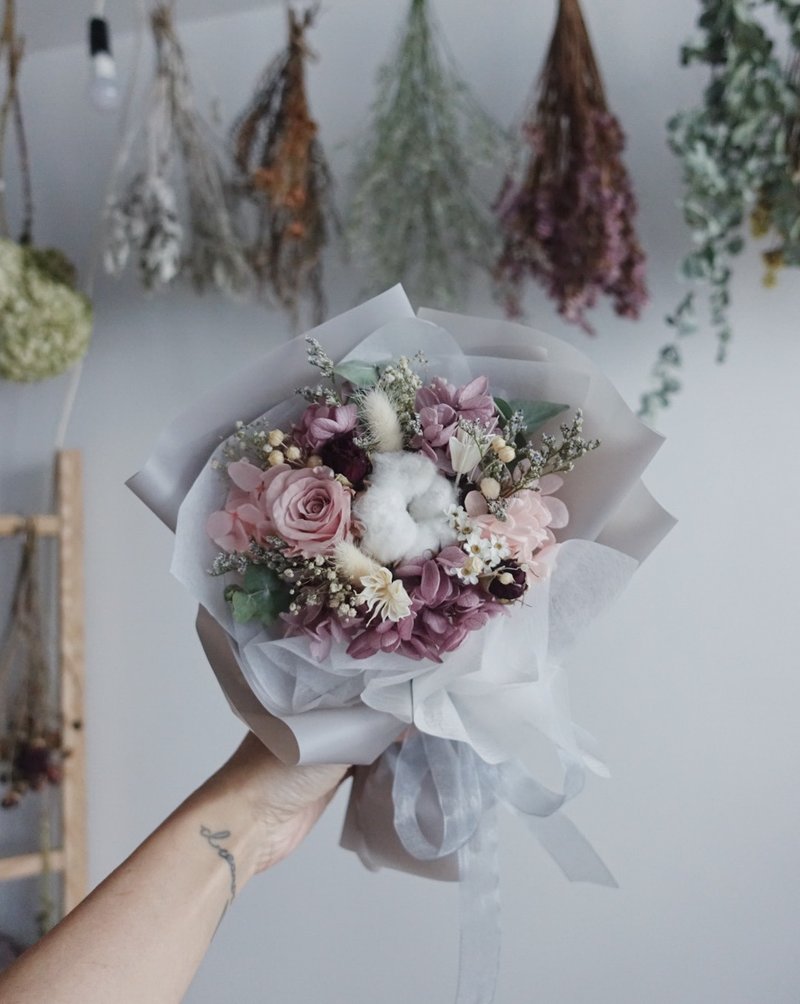 【ode to a flower】浪漫复古豆沙色 永生花玫瑰 干燥花束可定制 - 干燥花/捧花 - 植物．花 