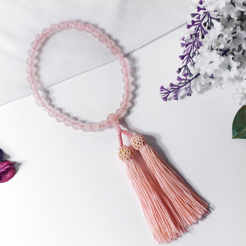 粉晶芙蓉晶 日本念珠 数珠・じゅず 外销日本 台日友好 祈愿 礼物 - 手链/手环 - 宝石 粉红色