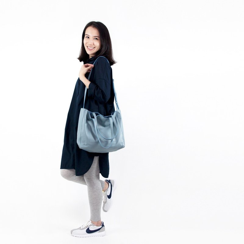 Passion 中方包宁静蓝 手提/肩背/斜背 - 手提包/手提袋 - 真皮 蓝色