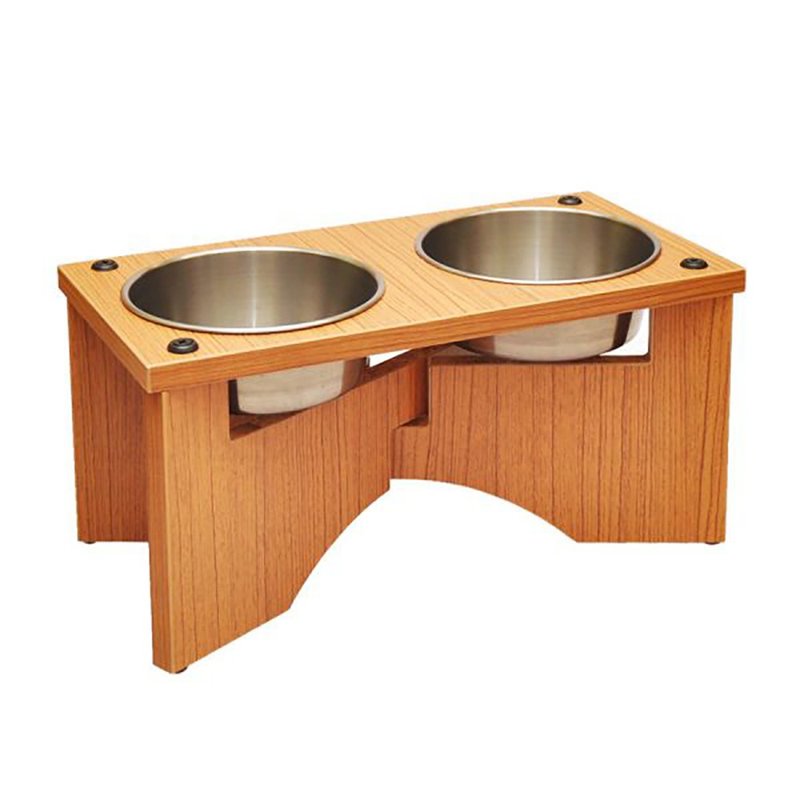【MOMOCAT】X型狗餐桌 双口高20cm 附2号白铁碗 - 三款木色 - 碗/碗架 - 木头 