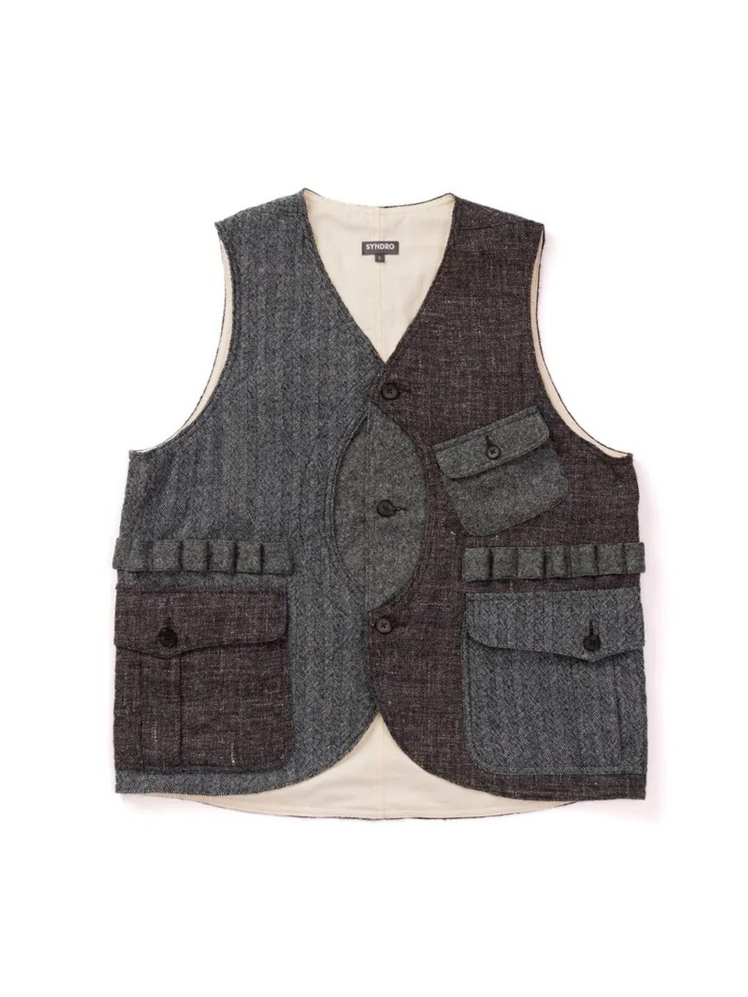 PURSUER HUNTING VEST - WOOL BLEND TWEED PATCHWORK - 男装背心 - 羊毛 