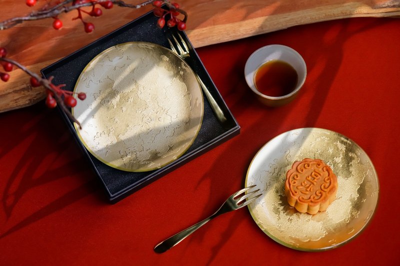 中秋送礼首选【鎏金秋月餐盘组】点心盘│开盒见月│金色明月 - 盘子/餐盘/盘架 - 玻璃 金色