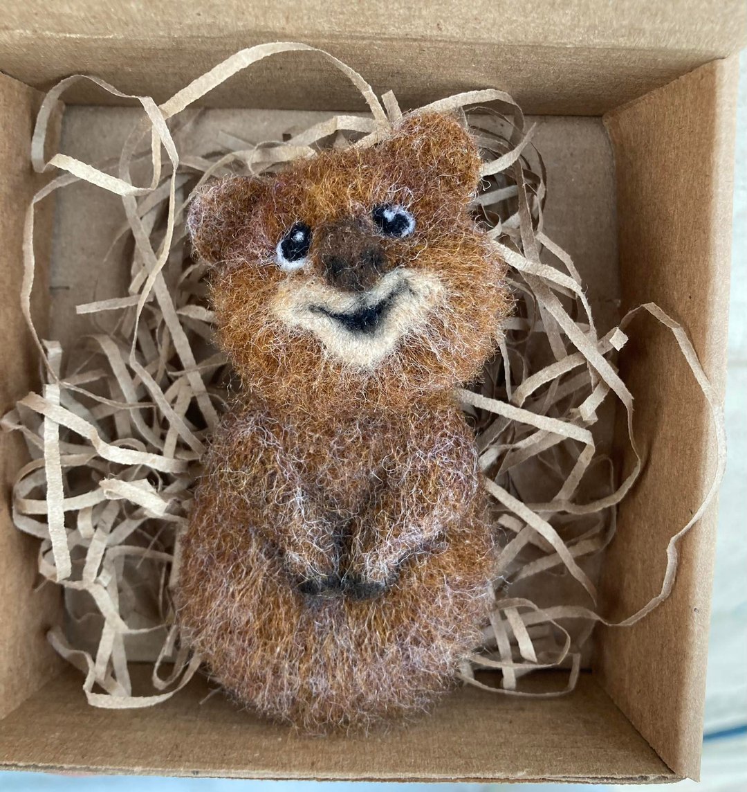 Quokka 针 针毡 quokka 复制品胸针 女士 羊毛 复制品 动物别针 - 胸针 - 羊毛 咖啡色