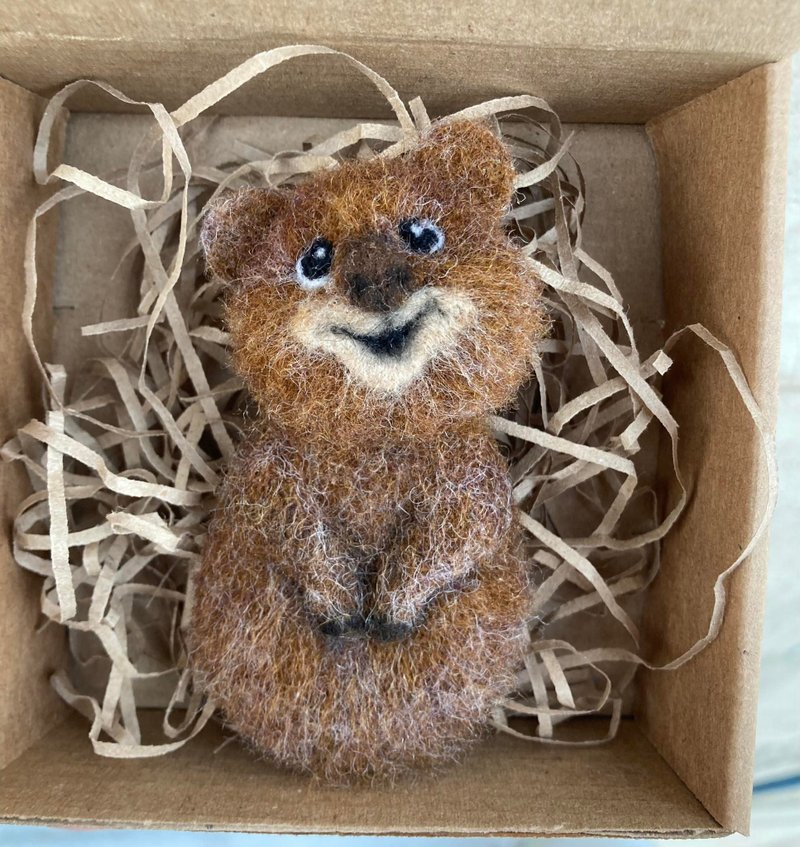 Quokka 针 针毡 quokka 复制品胸针 女士 羊毛 复制品 动物别针 - 胸针 - 羊毛 咖啡色