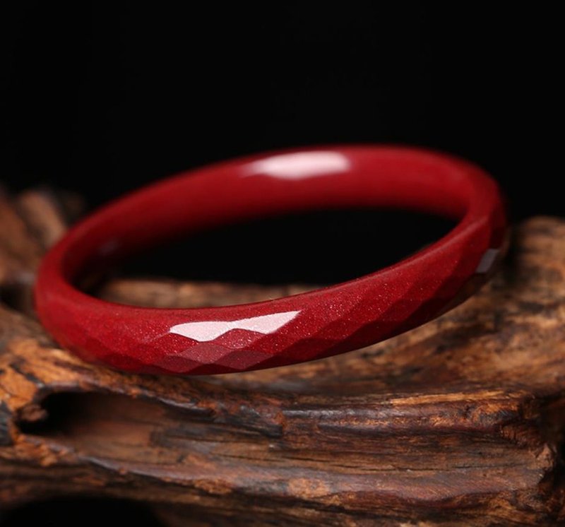 新款美货 天然原矿朱砂精品紫金砂刻面手镯   精工 精品原创 - 手链/手环 - 宝石 