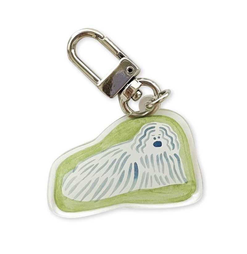 韩国插画品牌 little room - 压克力插画吊饰/钥匙圈 - 狗狗 - 吊饰 - 压克力 绿色