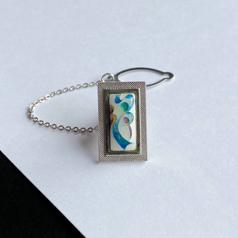 Tiny Ribbon [White White] Cloisonne Tie Tack Lapel Pin Pure Silver Wired Cloisonne - 领带/领带夹 - 其他材质 白色
