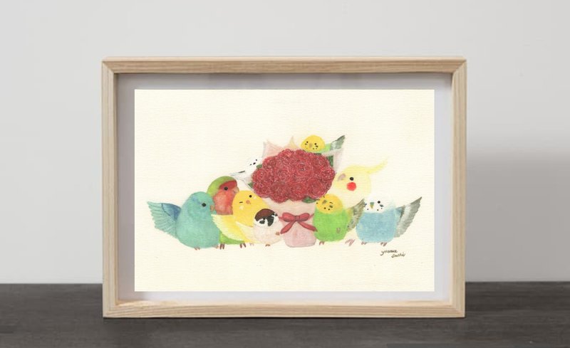 A4 永远感谢你 长尾小鹦鹉 自然 风景 虎皮鹦鹉 麻雀 小鸟雀野生鸟类 - 海报/装饰画/版画 - 纸 红色