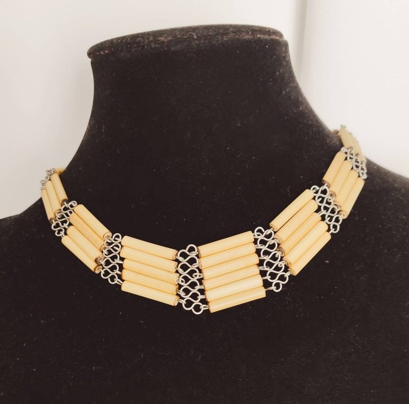 小众订制服装配件品牌 森林系秘鲁竹金工手作项链 手工制作串链 - 锁骨链 - 竹 卡其色