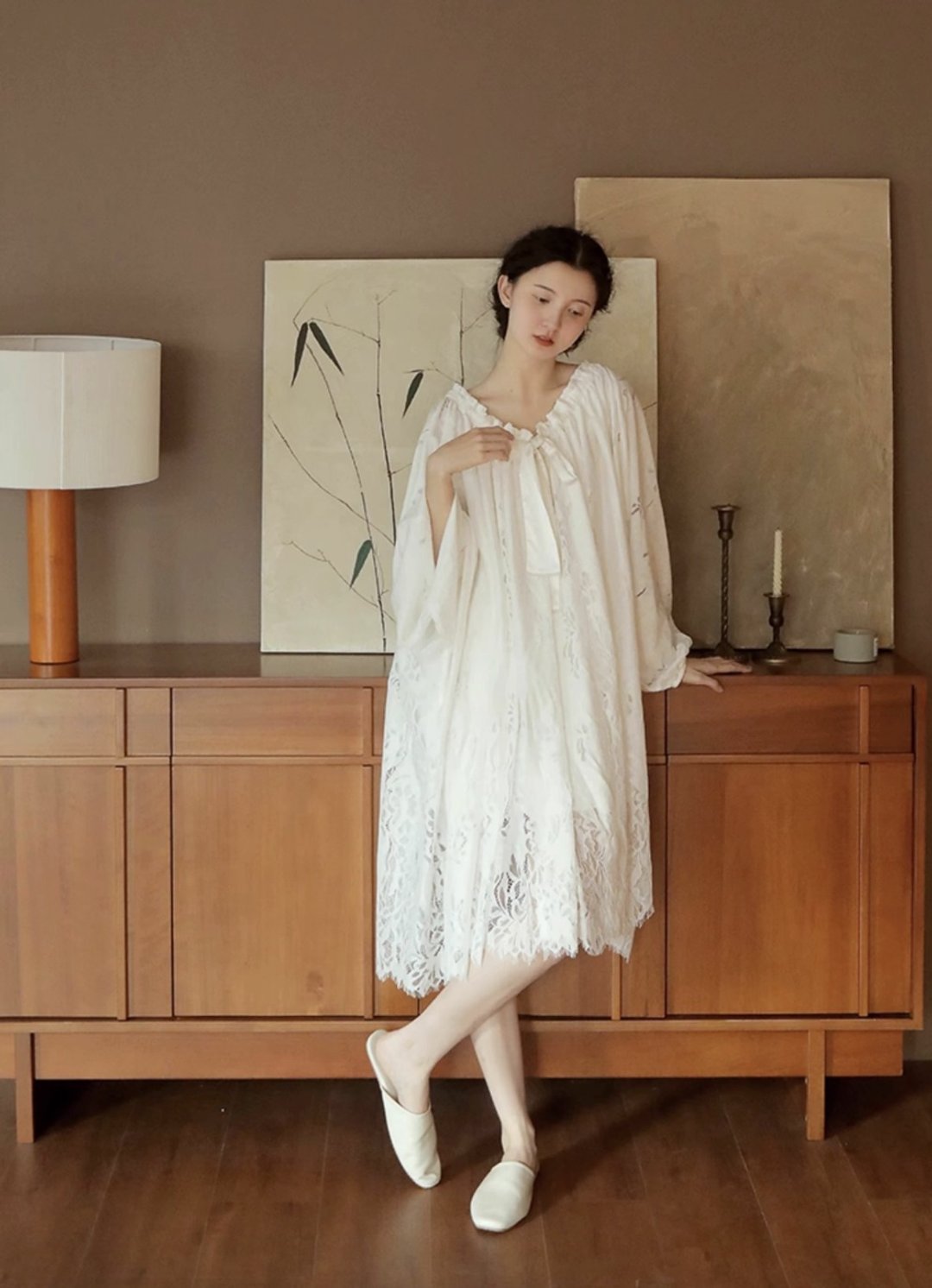 法式极简 宫廷风连身裙 蕾丝睡裙家居服 - 居家服/睡衣 - 其他材质 多色