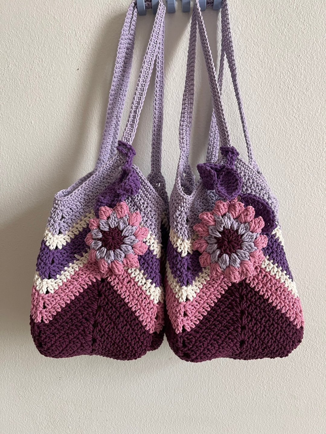 Purple Granny Square Bag,Crochet Bag, Women Bag - 手提包/手提袋 - 棉 紫色