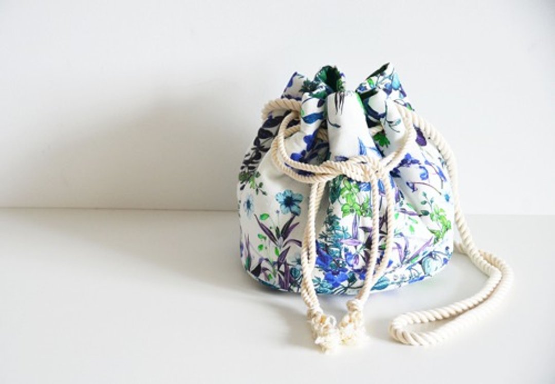 New! French Linen Botanical 2way Shoulder Marine Bag Blue Limited quantity - 侧背包/斜挎包 - 棉 