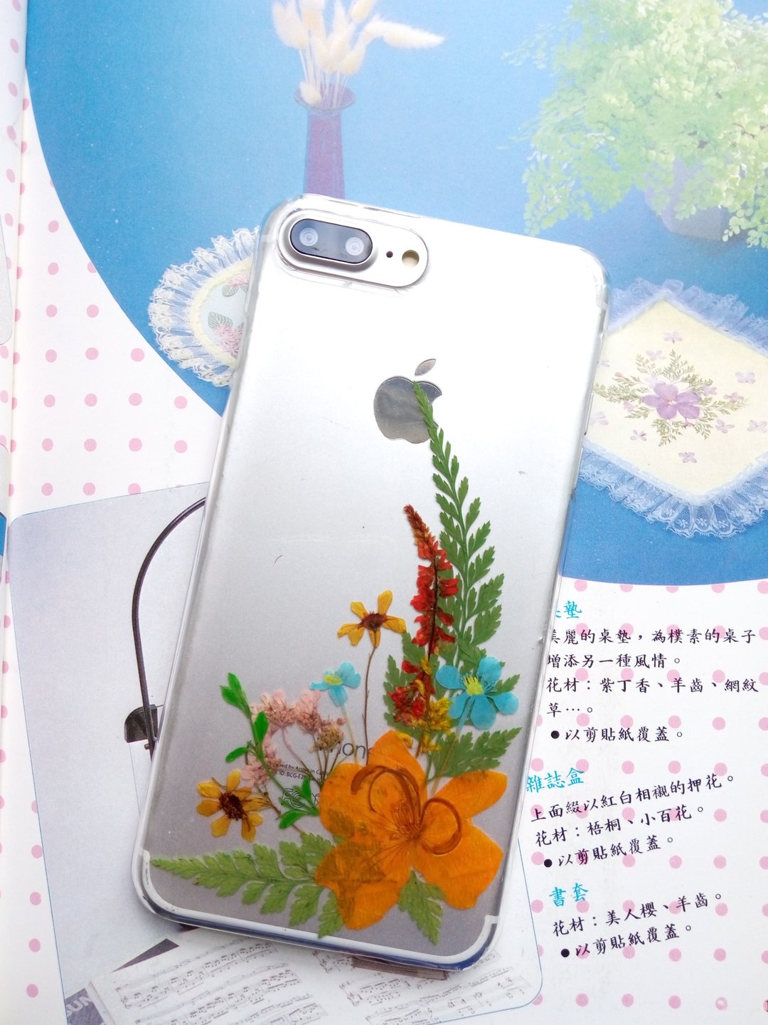 Annys workshop手作押花手机保护壳, iPhone 7 plus, iPhone 8 plus适用, 简约 - 手机壳/手机套 - 塑料 