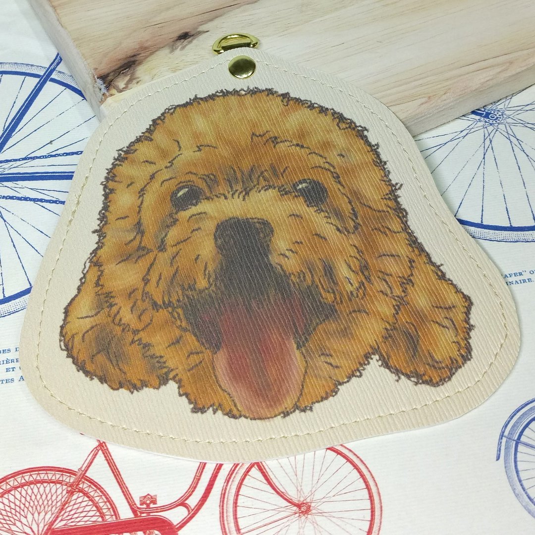 红贵宾-仿皮革卡套(赠颈绳)-狗狗素描系列~狗头造型_老朋友限定礼 - 证件套/卡套 - 人造皮革 