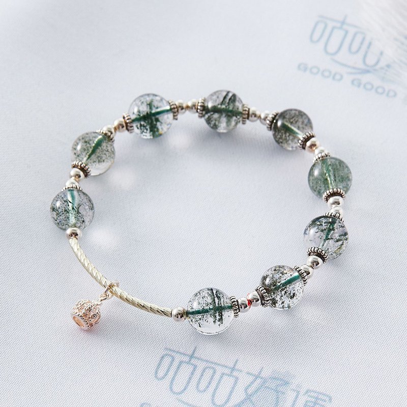 大展鸿图满天星绿幽灵S925银手链、(含开光)贵人、招财运、防小人 - 手链/手环 - 水晶 绿色