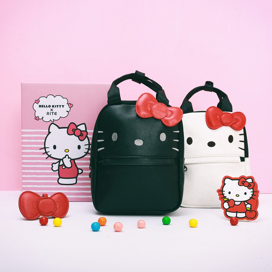 RITE x Hello Kitty x露可小包蝴蝶结礼盒xKitty黑xKitty白 - 后背包/双肩包 - 防水材质 多色