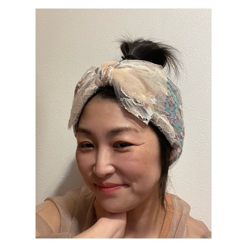 【蕾丝系列】花朵缎带 / 白色 - 发带/发箍 - 尼龙 白色