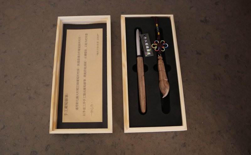 葡萄藤半封端钢珠笔+Q版葡萄藤文昌笔 - 钢珠笔 - 木头 