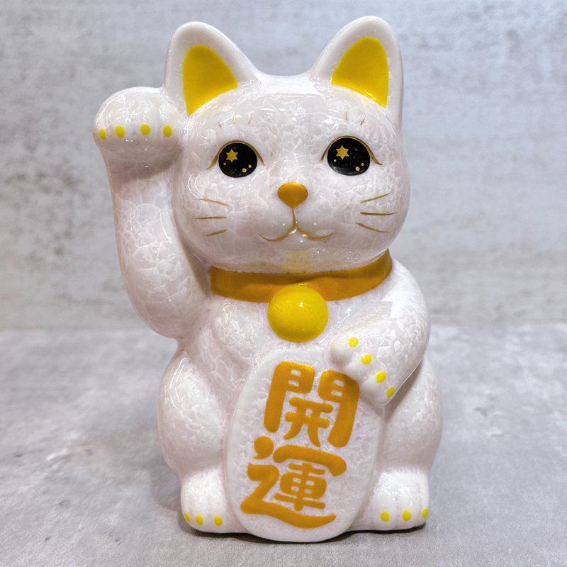 【晶桃迎祥】日本清水烧招财猫 | 花结晶 粉 - 开运 右 - 摆饰 - 瓷 粉红色