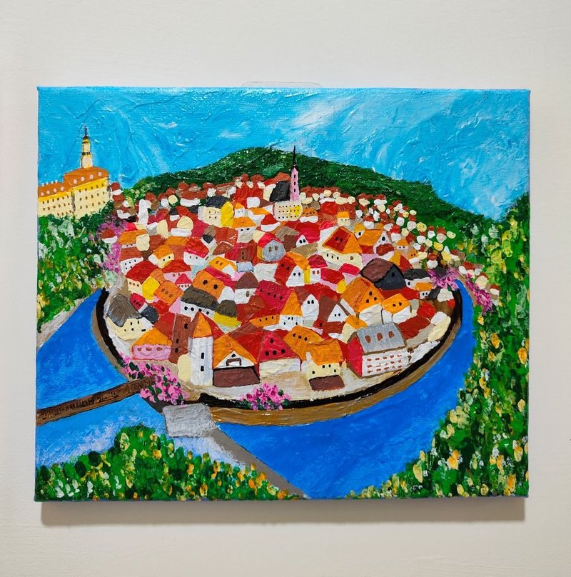 欧洲 捷克 库伦洛夫  CK小镇无框画/挂画/压克力画/风景/原画 - 订制画像 - 棉．麻 