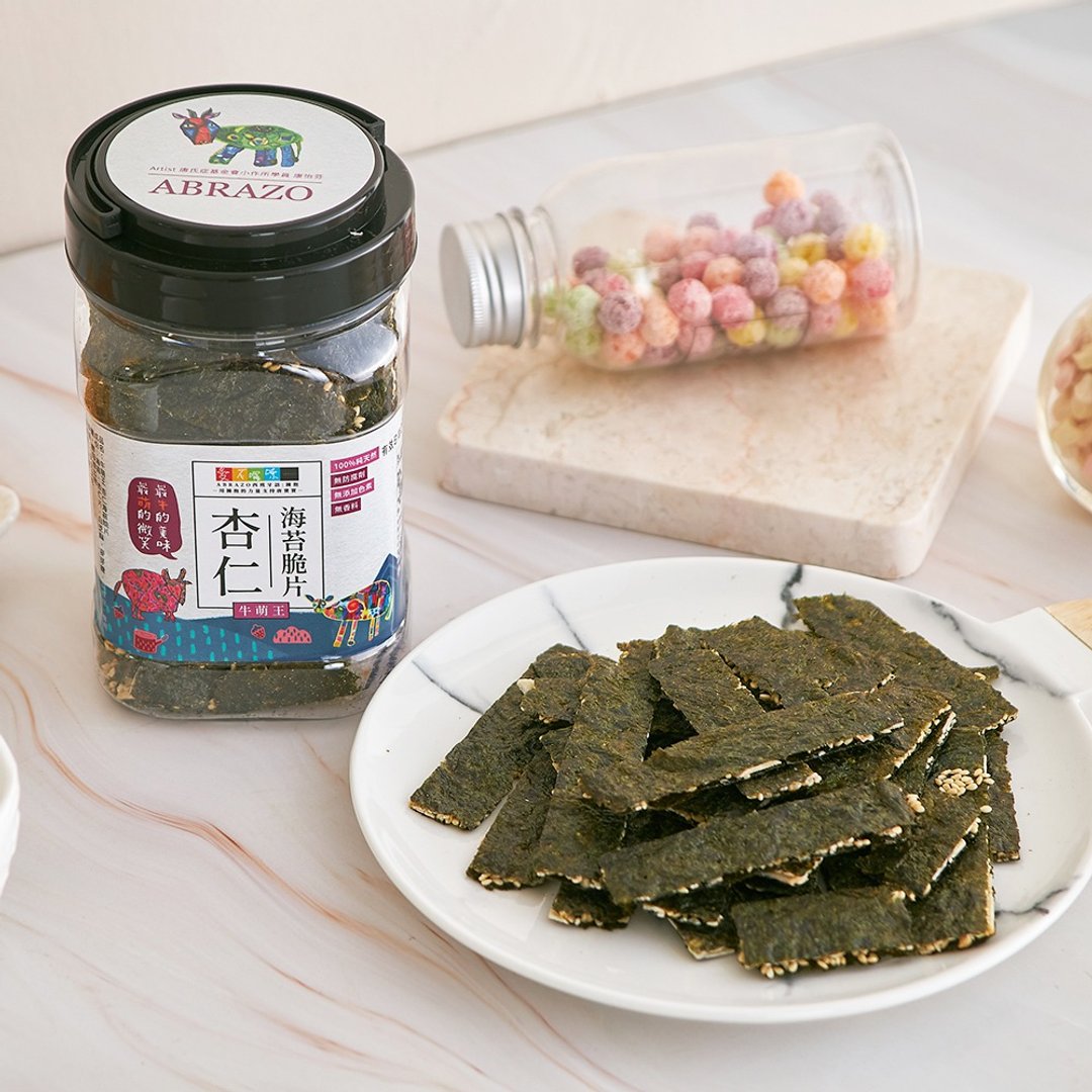 【爱不啰嗦】牛萌王 杏仁海苔脆片 - 海苔无添加物 ( 公益零食 ) - 零食/点心 - 新鲜食材 